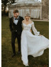 Long Sleeves Ivory Lace Chiffon Airy Wedding Dress